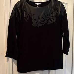 Chico's Black Top with Floral Accents
